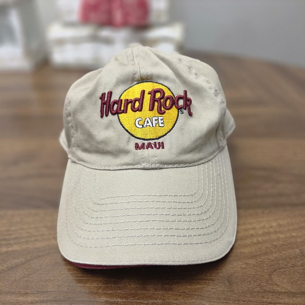 Hard Rock Cafe Maui Hawaii All Is One Beige Adjustable Baseball Cap
